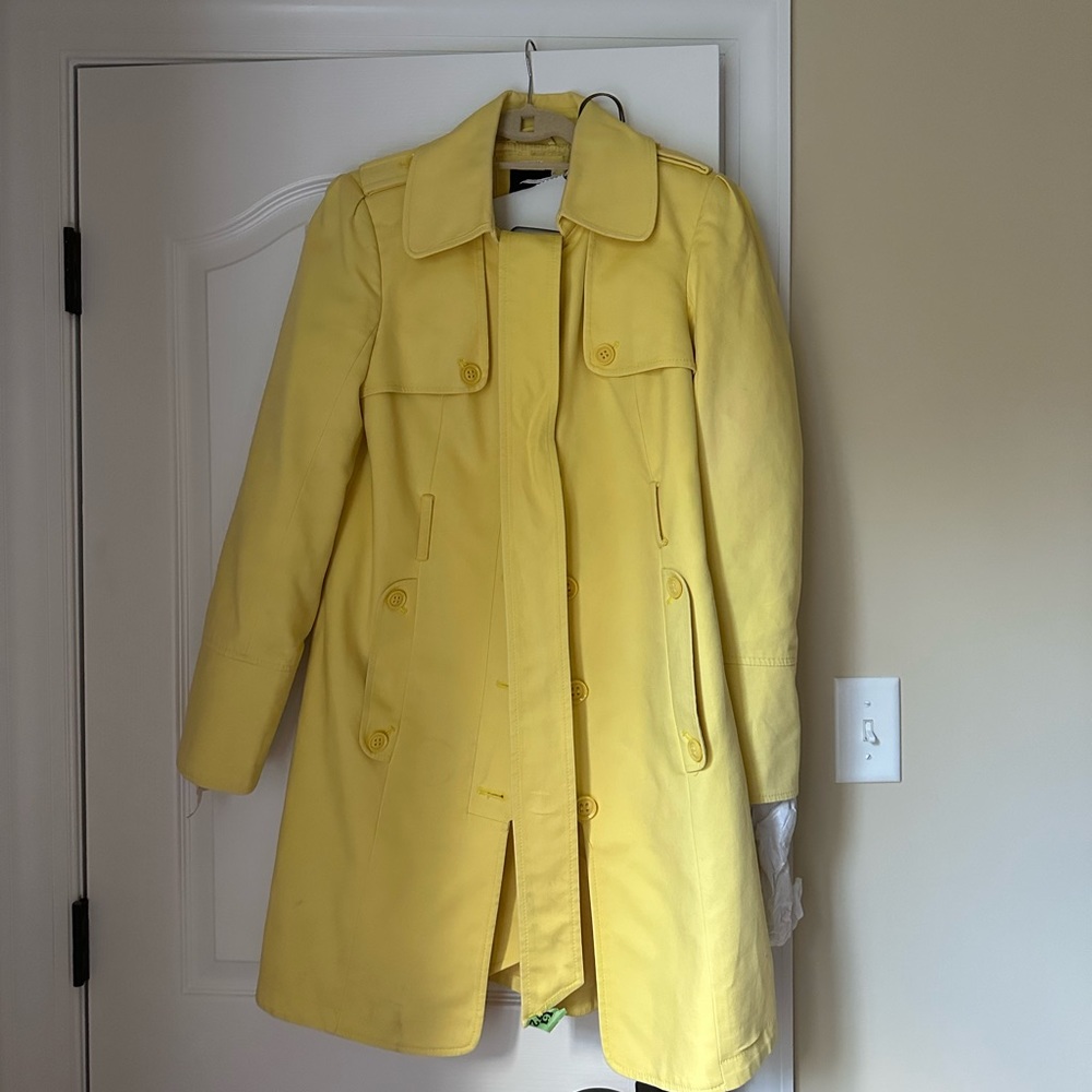 Medium. The Limited. Yellow Military-style trench coat.